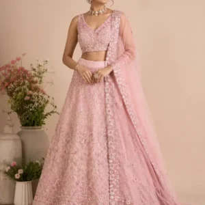 blush romance embroidered lehenga