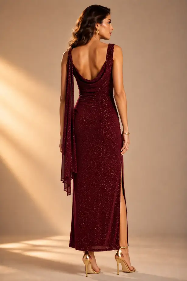 bordeaux stardust evening gown