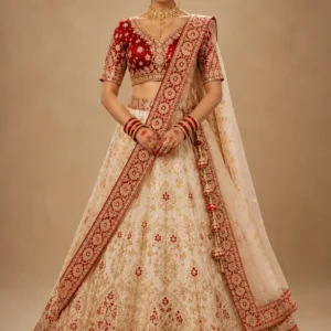 crimson ivory heritage bridal lehenga set