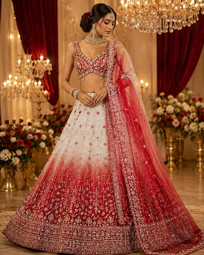 crimson ivory reverie lehenga set