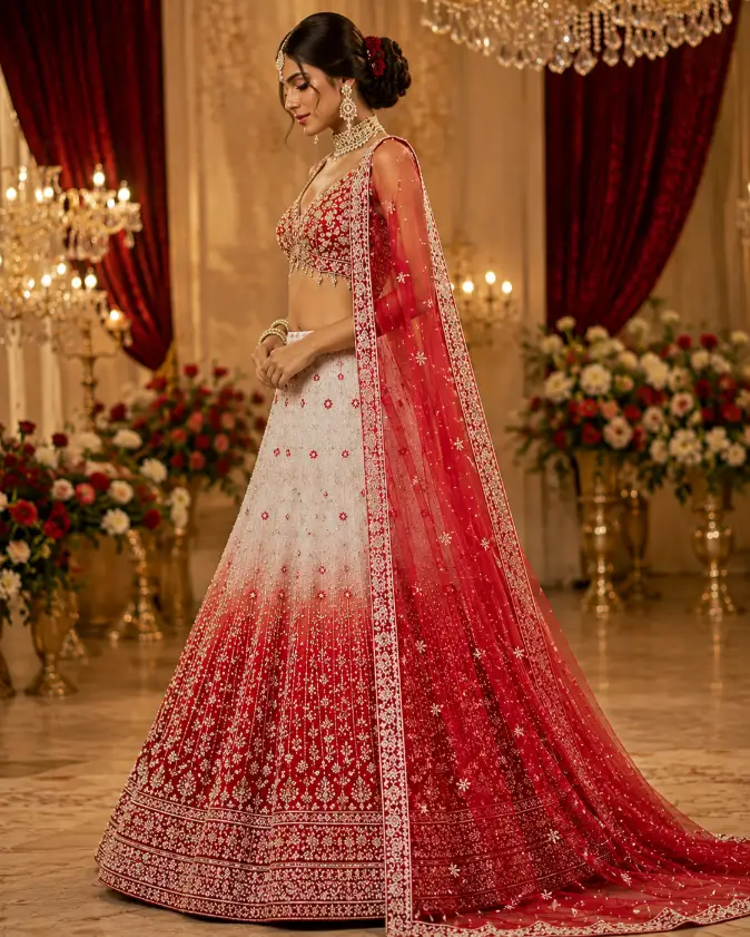 crimson ivory reverie lehenga set