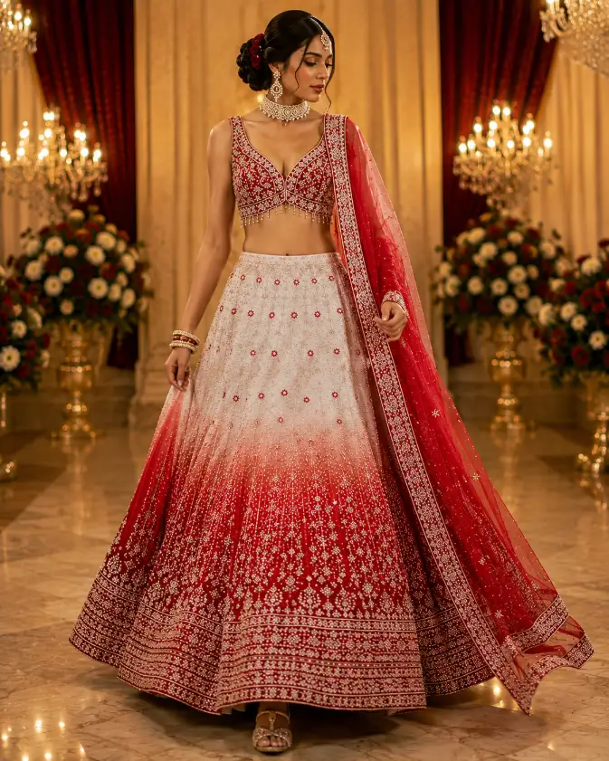 crimson ivory reverie lehenga set