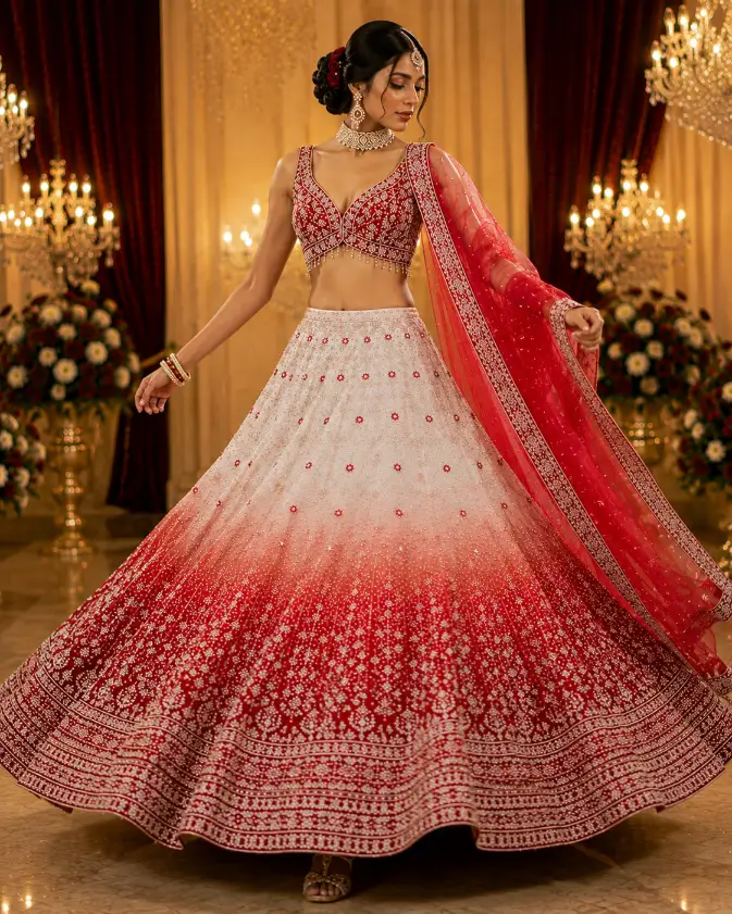 crimson ivory reverie lehenga set