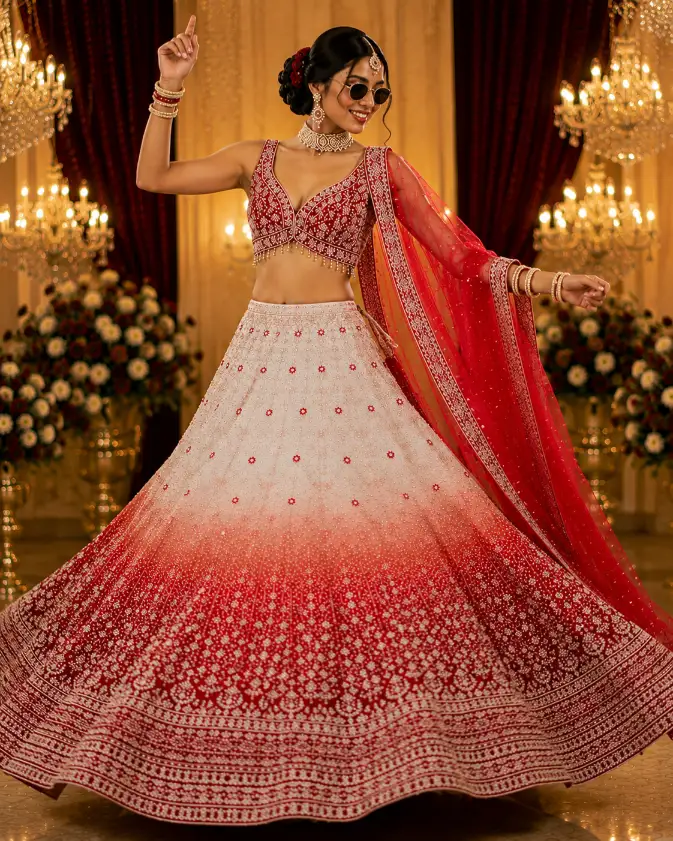 crimson ivory reverie lehenga set