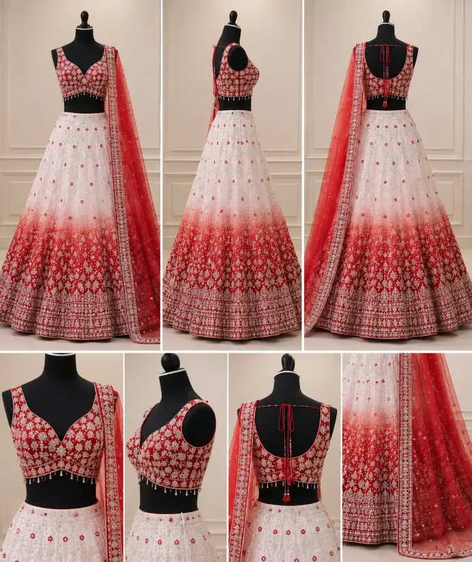 crimson ivory reverie lehenga set