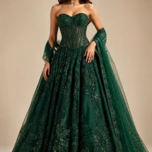 emerald allure corset lehenga
