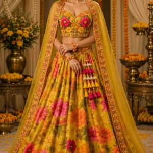 marigold muse indo western lehenga
