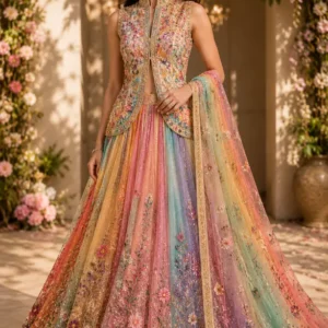 rangrez garden jacket lehenga