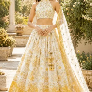 sunlit backless lehenga